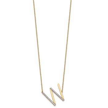 14k Yellow Gold and Rhodium Over 14k Yellow Gold Sideways Diamond
Initial W Pendant 18 Inch Necklace