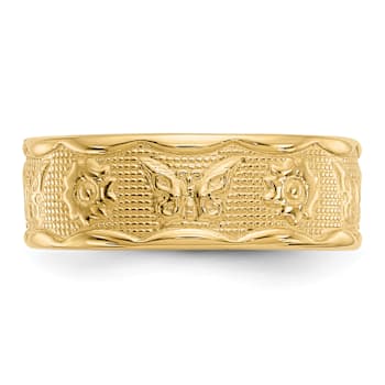 14K Yellow Gold Flower and Butterfly Toe Ring