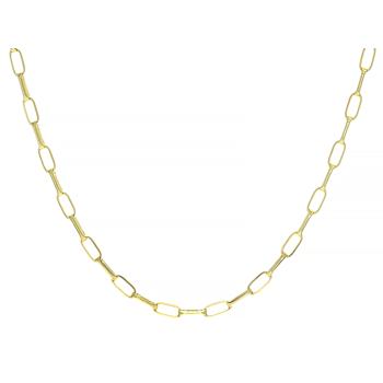 Elongated Paperclip LInk ChaIn Necklace In 18K Gold Over Sterling Silver 20"