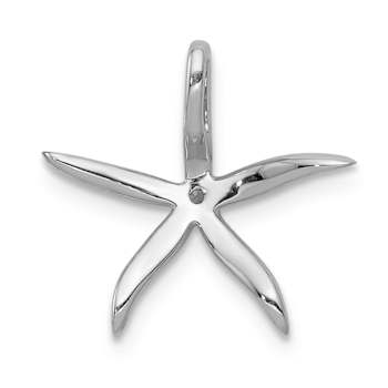 Rhodium Over 14k White Gold Diamond Starfish Chain Slide Pendant