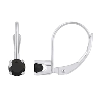 4mm Round Black Onyx Rhodium Over 14k White Gold Drop Earrings