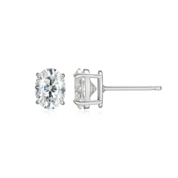 Oval Moissanite Platineve Stud Earrings 3.00ctw DEW