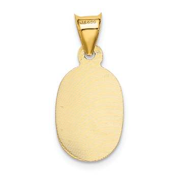 14k Yellow Gold Polished, Brushed and Diamond-Cut Lady of Guadalupe Oval Pendant