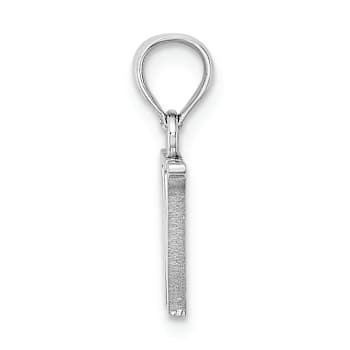 Rhodium Over 14k White Gold Polished Block Letter W Initial Pendant