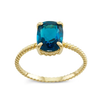 London Blue Topaz 10K Yellow Gold Twist Band Ring 2.45ctw