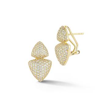 Rachel Zoe Pave Puffed Triangle Stud Earrings in 14K Gold Over Sterling Silver