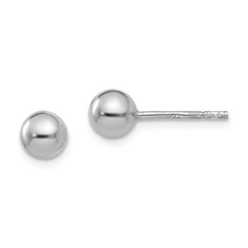 Rhodium Over Sterling Silver 5mm Polished Ball Stud Earrings