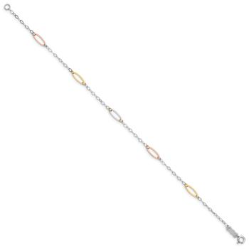 14k Tri-color Gold Oval Link Bracelet