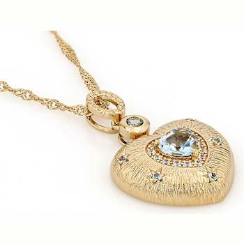 Heart Aquamarine And Blue Zircon Pendant Necklace In 18K Gold Over
Sterling Silver