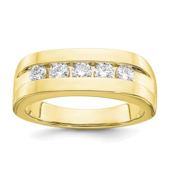 10K Yellow Gold Lab Grown Diamond SI1/SI2, G H I, 5-Stone Men's Channel Band