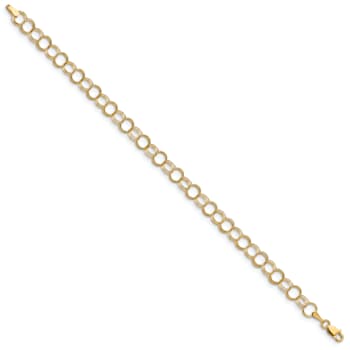 14k Yellow Gold 6mm Solid Triple Link Charm Bracelet