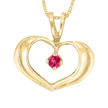 0.06ct Ruby Heart Pendant in 14k Yellow Gold