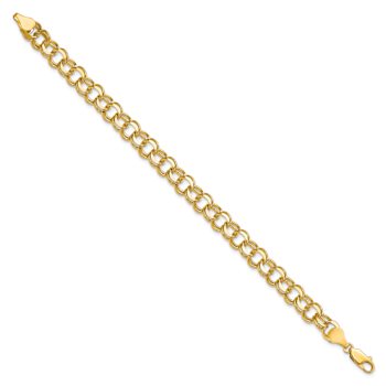 10k Yellow Gold 7mm Double Link Charm Bracelet