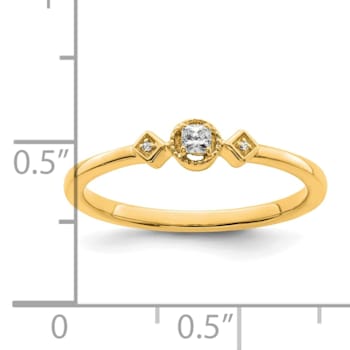 14K Yellow Gold Petite Beaded Edge Cushion Diamond Ring 0.10ctw