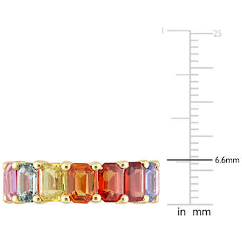 Multi Color Sapphire 14K Yellow Gold Ring 10.50ctw