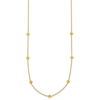 14K Yellow Gold Polished Diamond-shaped Disk Station with 2-inch
Extension Necklace