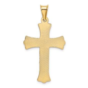 14k Yellow Gold Polished, Satin and Diamond-Cut Crucifix Pendant