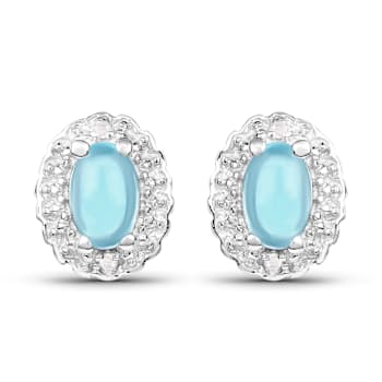 Swiss Blue Topaz & White Topaz Sterling Silver 3 Piece Jewelry Set
Ring, Earrings, Necklace