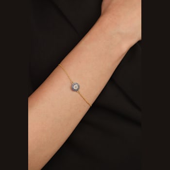 Lab Created Sapphire with Moissanite Evil Eye 14K Yellow Gold Over
Sterling Silver Bracelet