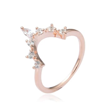 Marquise and Round White Sapphire 14K Rose Gold Over Sterling Silver
Crown Design Ring Guard