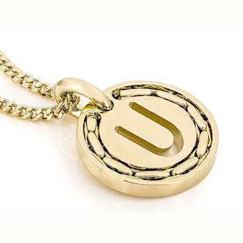 Cardano Initial U Pendant Necklace In 18K Gold Over Bronze
