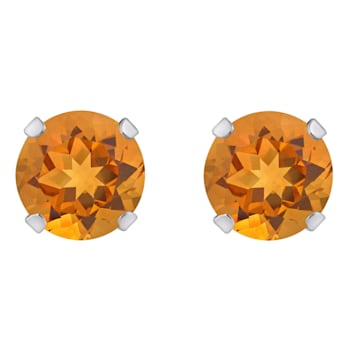 5mm Round Citrine Rhodium Over 10k White Gold Stud Earrings