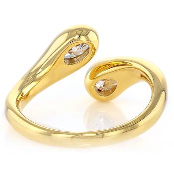 Oval And Pear Moissanite Bypass Two-Stone Ring In 14K Gold Over Sterling Silver