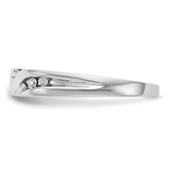 Rhodium Over 14K White Gold Diamond Trio Ladies Wedding Band 0.12ctw