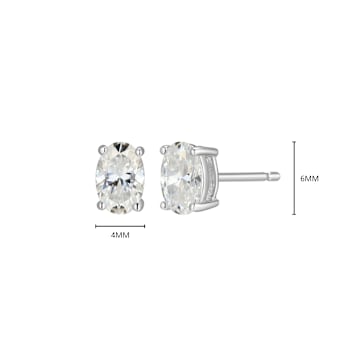 Oval Moissanite Platineve Stud Earrings 1.00ctw DEW