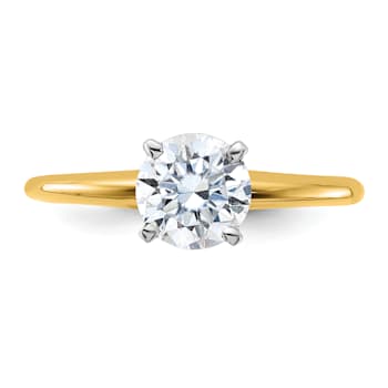 14K Yellow Gold With White Gold Accents 1 ct. D E F Pure Light Round
Moissanite Solitaire Ring