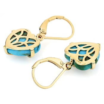 Turquoise Heart Earrings In 18K Gold Over Sterling Silver 12x11mm