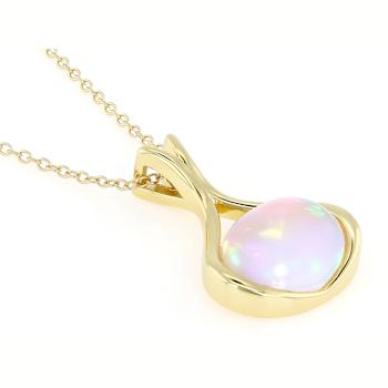 Ethiopian Opal Solitaire Pendant In 18K Gold Over Sterling Silver