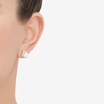 White Freshwater Pearl with Diamond Accents Sterling Silver Earrings and
Pendant Jewelry Set
