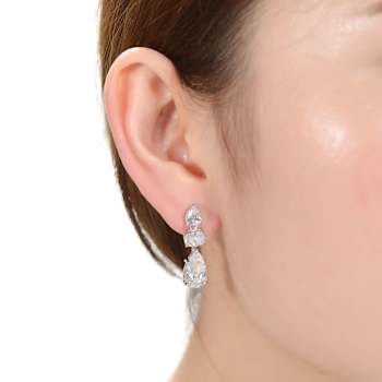 Teardrop CZ Drop Earrings In Sterling Silver