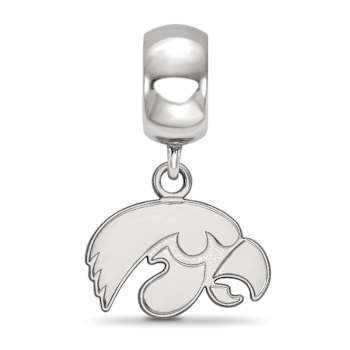 Sterling Silver Rhodium-plated LogoArt University of Iowa XS Dangle Bead