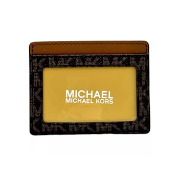 Michael Kors Jet Set Travel Large MK Logo Card Case Holder in Brown Multi