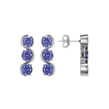Blue Cubic Zirconia Platinum Over Silver December Birthstone Earrings 8.21ctw