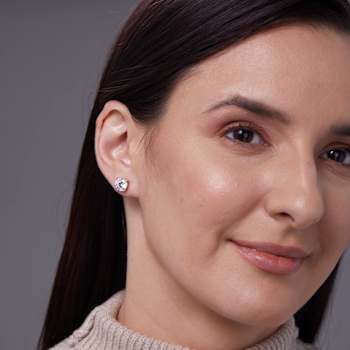 White Cubic Zirconia 14k White Gold Studs With Velvet Gift Box 2.50ctw