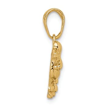 14k Yellow Gold Textured Poodle Dog Pendant