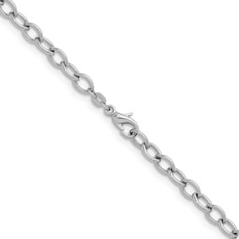 Rhodium Over Sterling Silver 6mm Oval Link 20 inch Chain