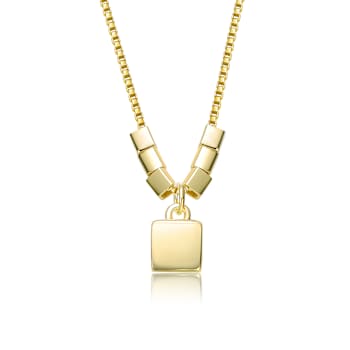 Lock And Beaded Accents Pendant Necklace In 14K Gold Over Brass