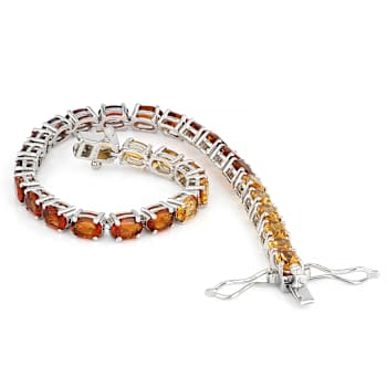Madeira Citrine, Yellow Citrine And Red Garnet Ombre Tennis Bracelet In
Platinum Over Sterling Silver 13.12ctw