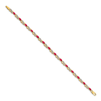 14k Yellow Gold and Rhodium Over 14k Yellow Gold Diamond and Ruby
Infinity Bracelet