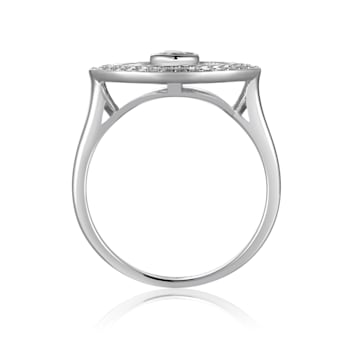 White Topaz with Moissanite Accents Rhodium Over Sterling Silver Evil
Eye Halo Ring