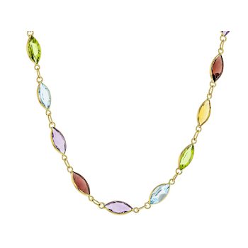 Multi-Gem 14k Yellow Gold 18" Necklace 18.88ctw