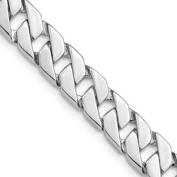 Rhodium Over 14k White Gold 7.4mm Hand Polished Fancy Link Bracelet