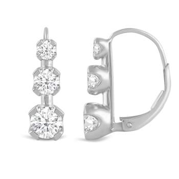 White Cubic Zirconia 14k White Gold Earrings With Velvet Gift Box 2.00ctw