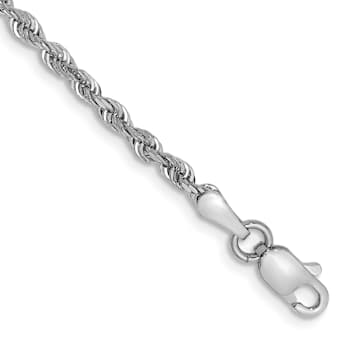 Rhodium Over 14k White Gold Diamond-Cut Quadruple Rope Link Bracelet
