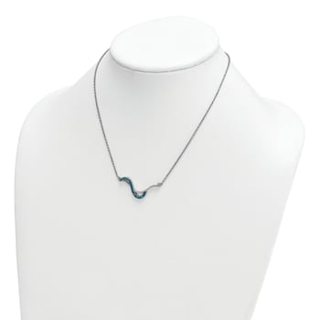 Rhodium Over Sterling Silver Crystal Fashion Wave 16.5 + 1 Inch
Extension Necklace