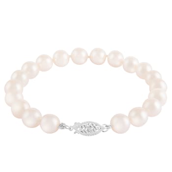 14k White gold 8-9mm Akoya Pearl bracelet